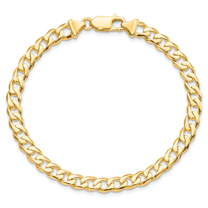 10K Yellow Gold 5.8mm Hand-polished Fancy Curb Link Bracelet 8 Inch