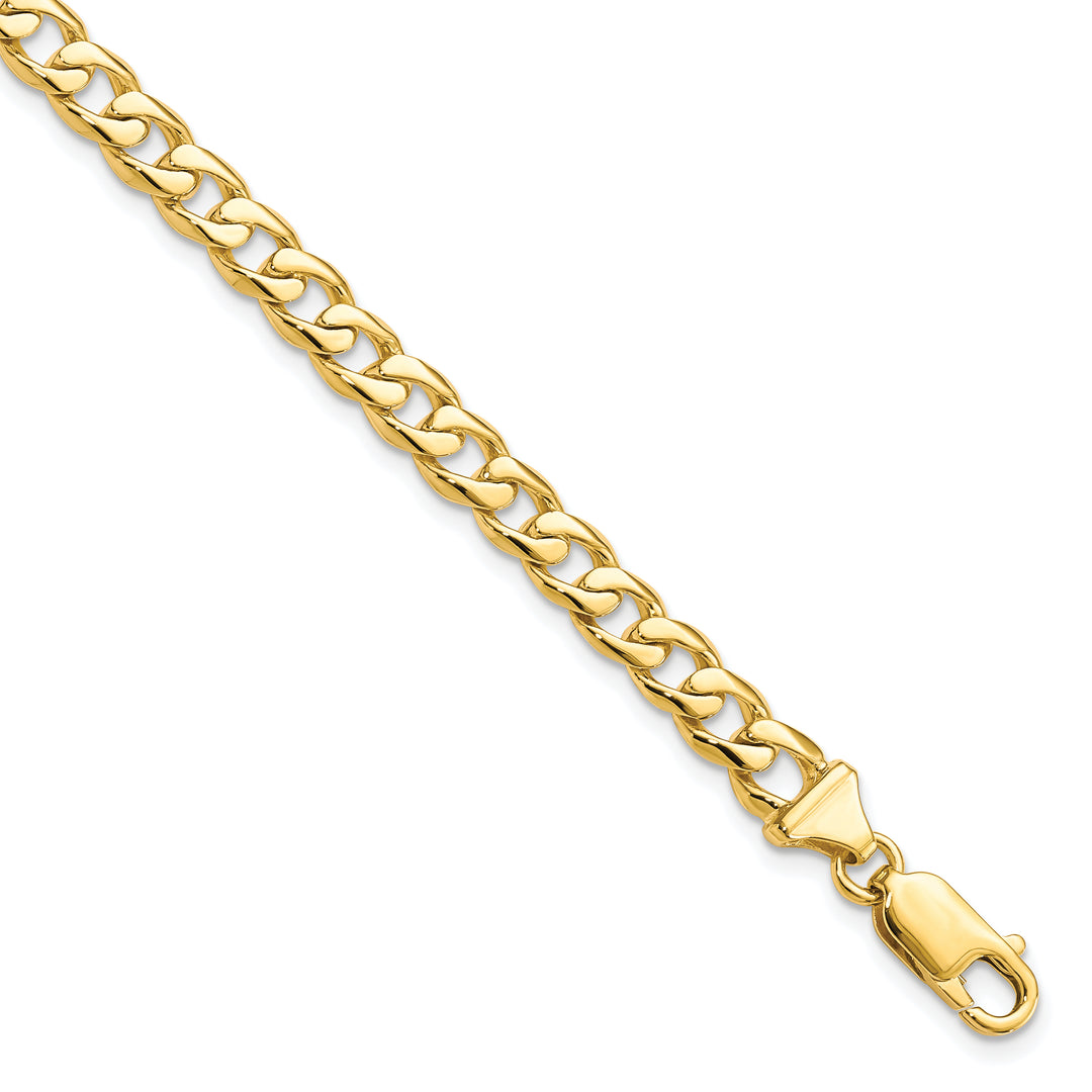 10K Yellow Gold 5.8mm Hand-polished Fancy Curb Link Bracelet 8 Inch