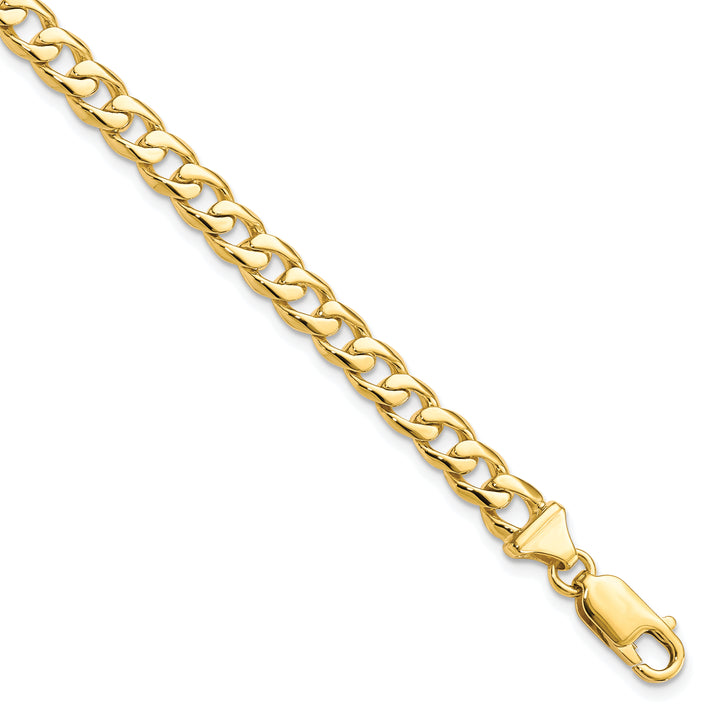 10K Yellow Gold 5.8mm Hand-polished Fancy Curb Link Bracelet 8 Inch