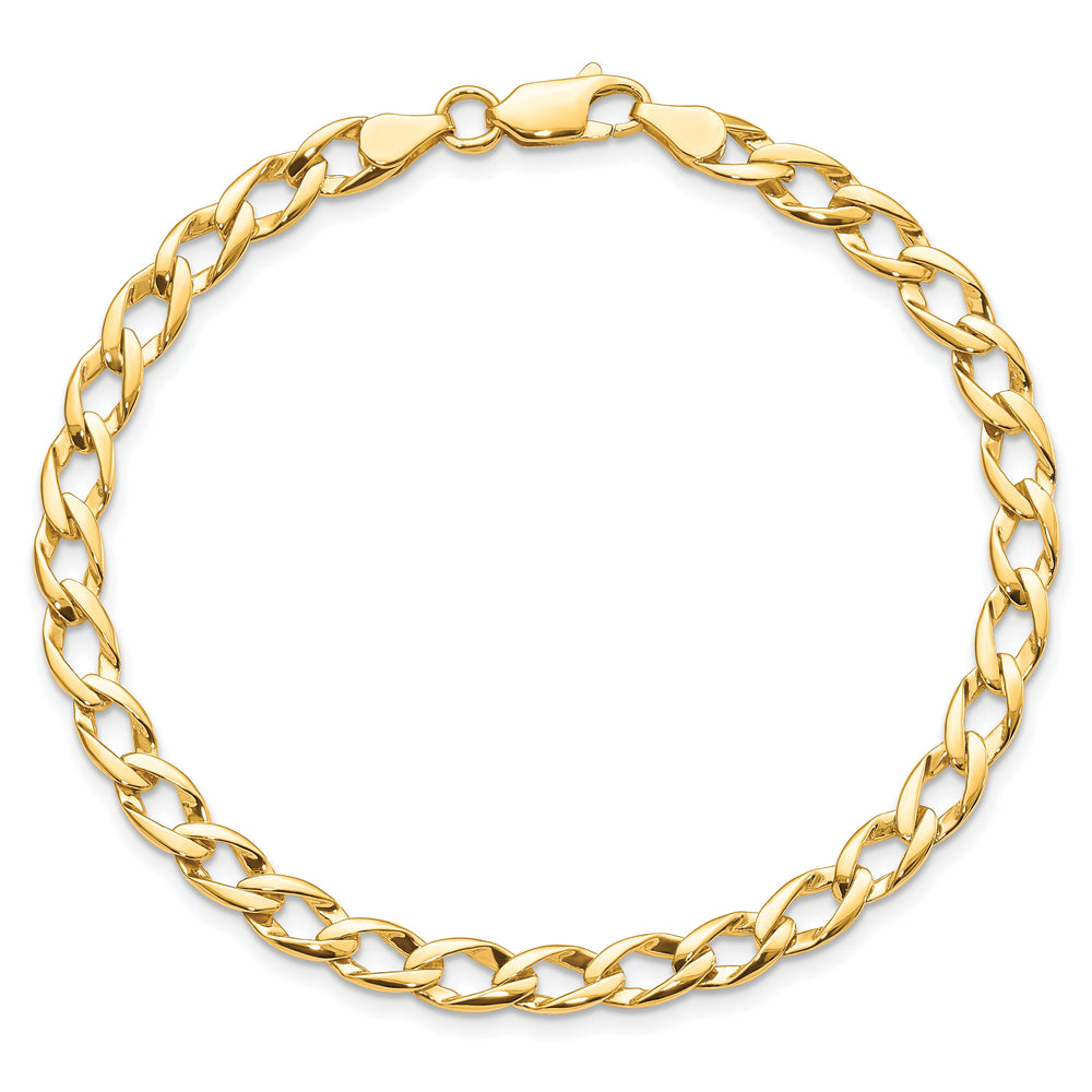 10K Yellow Gold 5.25mm Fancy and Textured Curb Link Bracelet 8 Inch