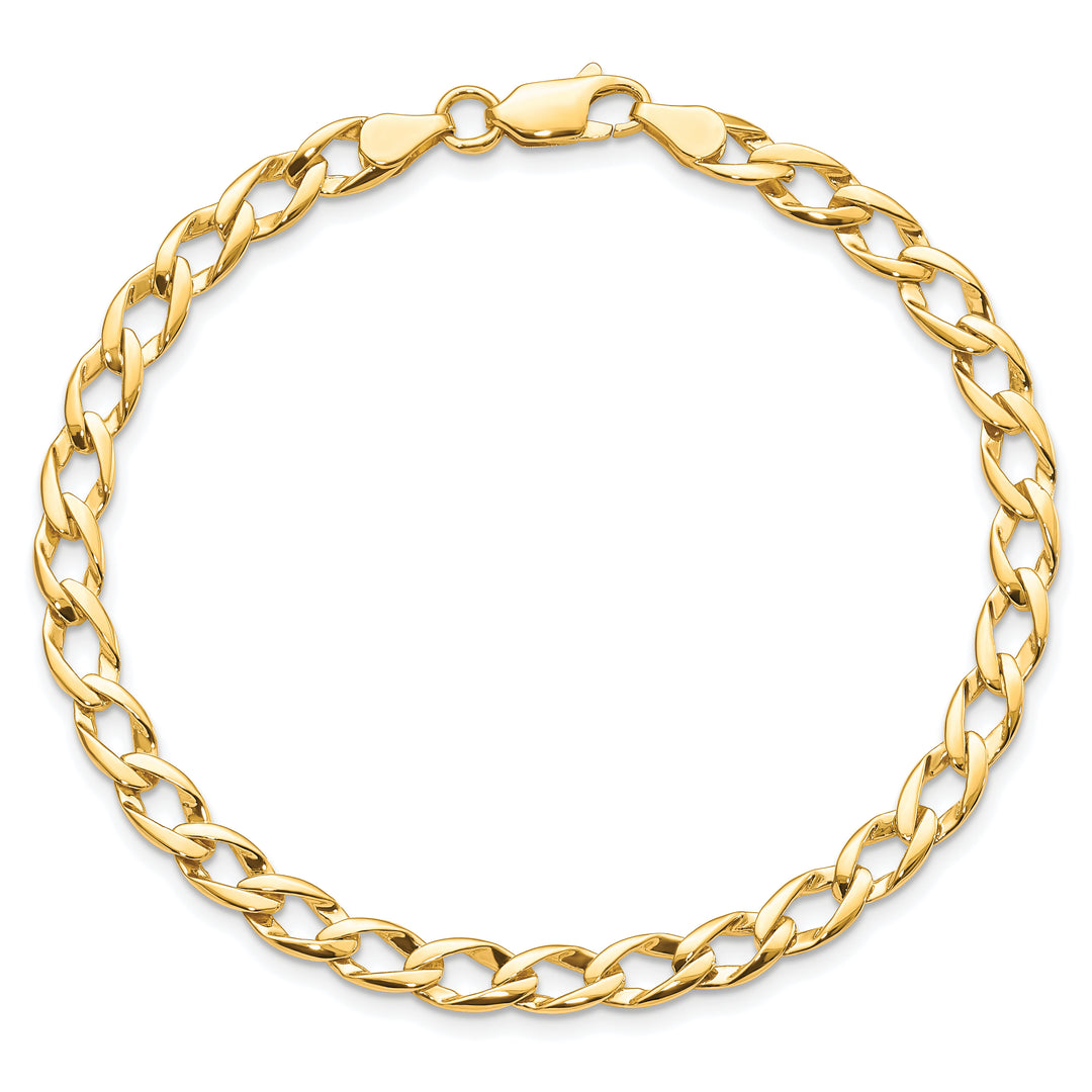 10K Yellow Gold 5.25mm Fancy and Textured Curb Link Bracelet 8 Inch