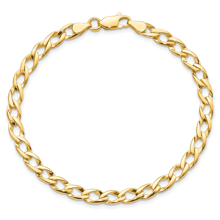 10K Yellow Gold 5.25mm Fancy and Textured Curb Link Bracelet 8 Inch