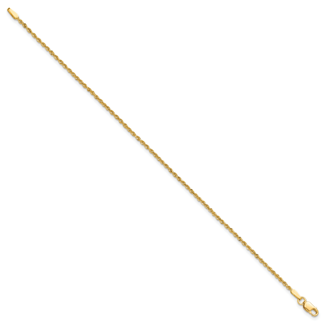 10K Yellow Gold 1.5mm D.C. Rope Chain Anklet