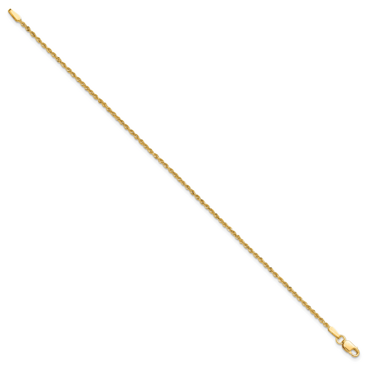 10K Yellow Gold 1.5mm D.C. Rope Chain Anklet