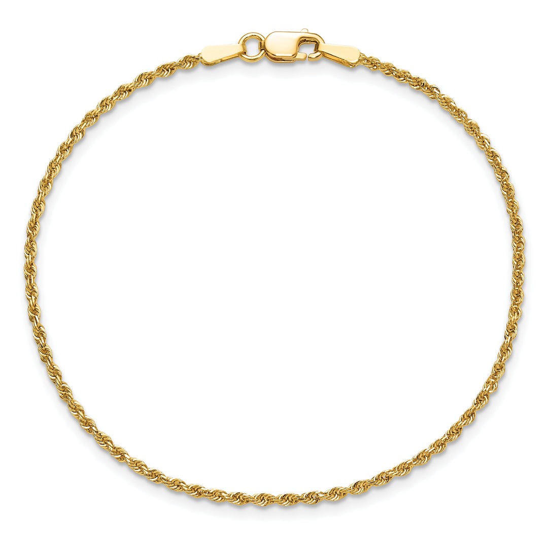 10K Yellow Gold 1.5mm D.C. Rope Chain Anklet