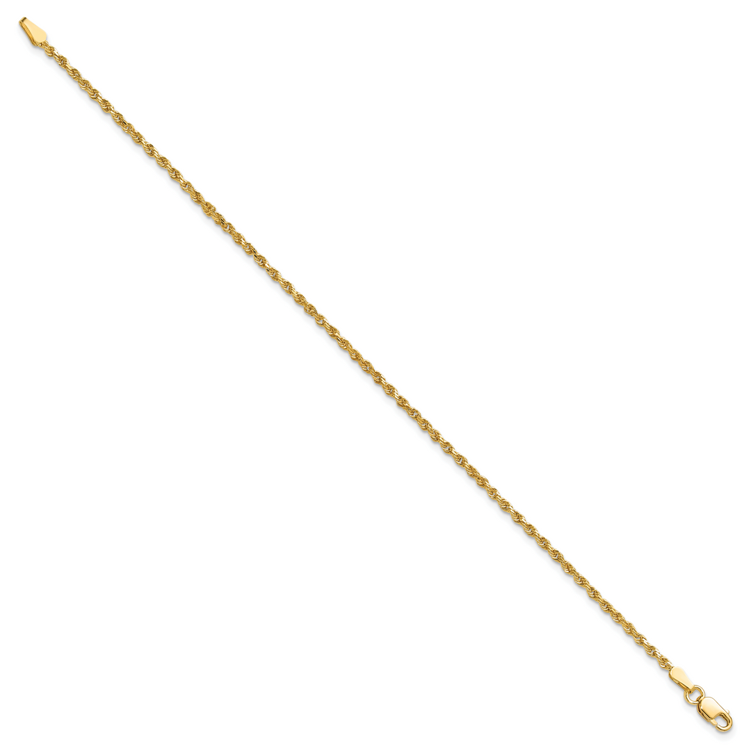 10K Yellow Gold 1.75mm D.C. Rope Chain Anklet