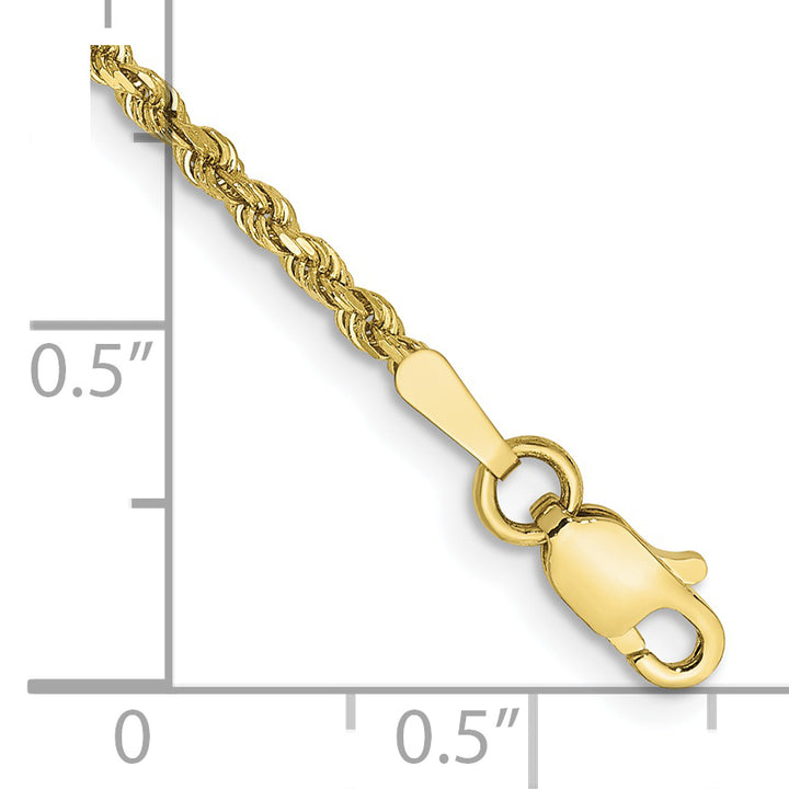 10K Yellow Gold 1.75mm D.C. Rope Chain Anklet