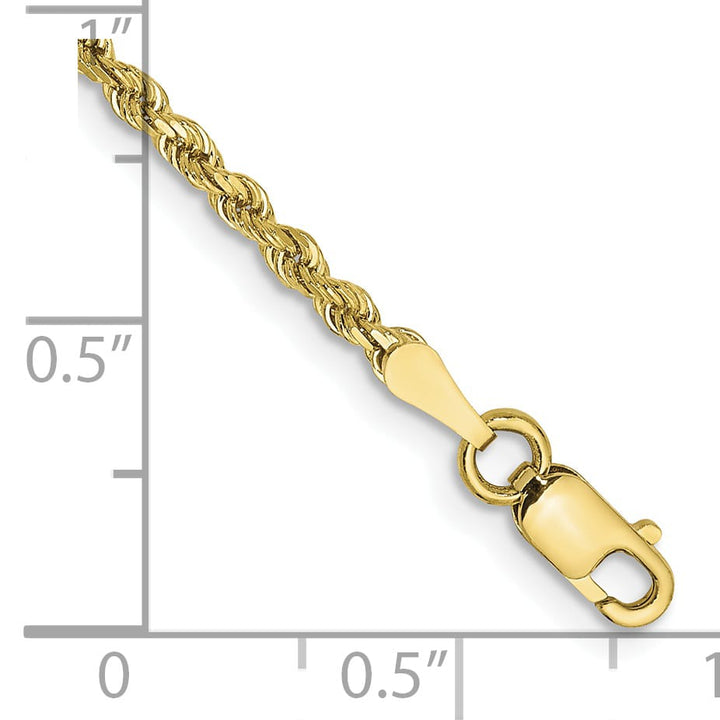 10K Yellow Gold 2mm D.C. Rope Chain Anklet