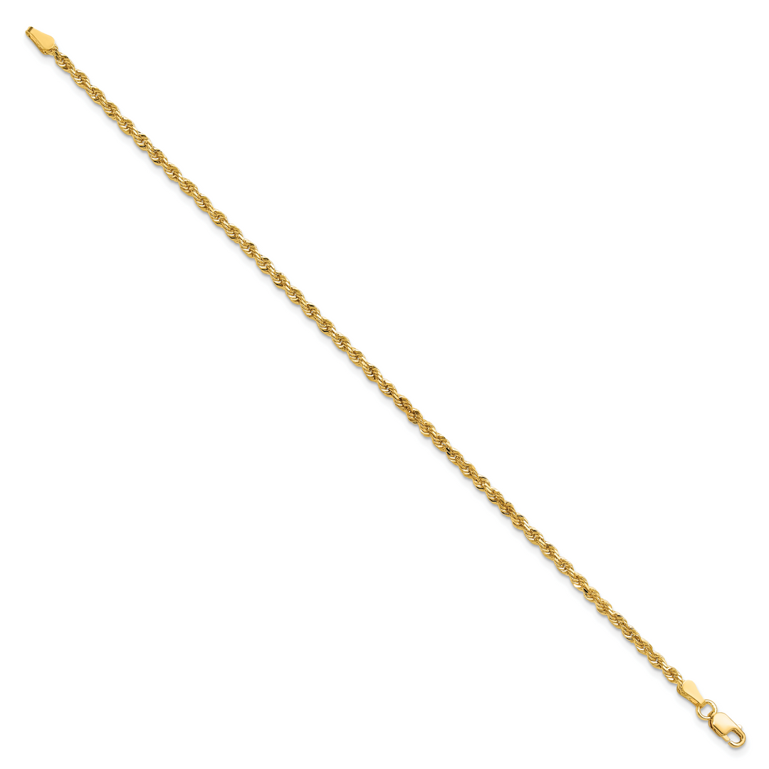 10K Yellow Gold 2.25mm D.C. Rope Chain Anklet