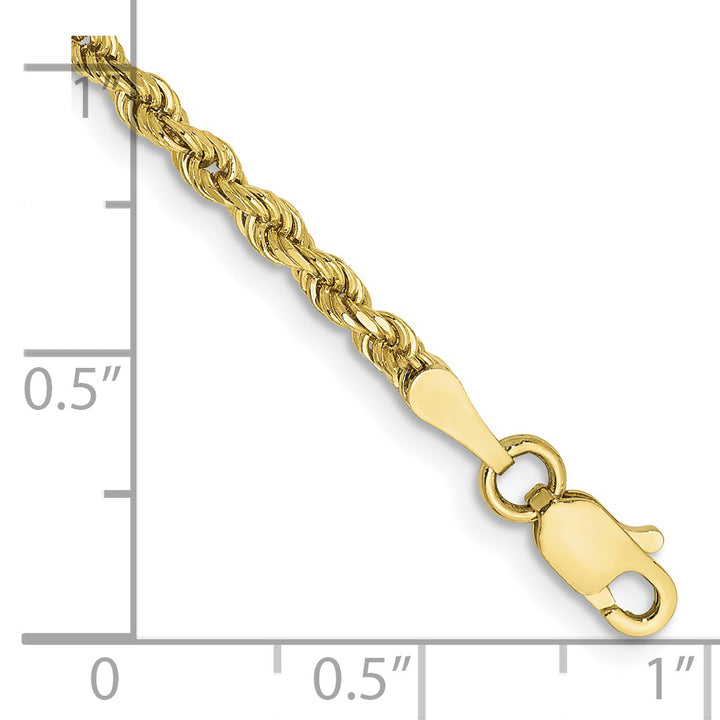 10K Yellow Gold 2.25mm D.C. Rope Chain Anklet