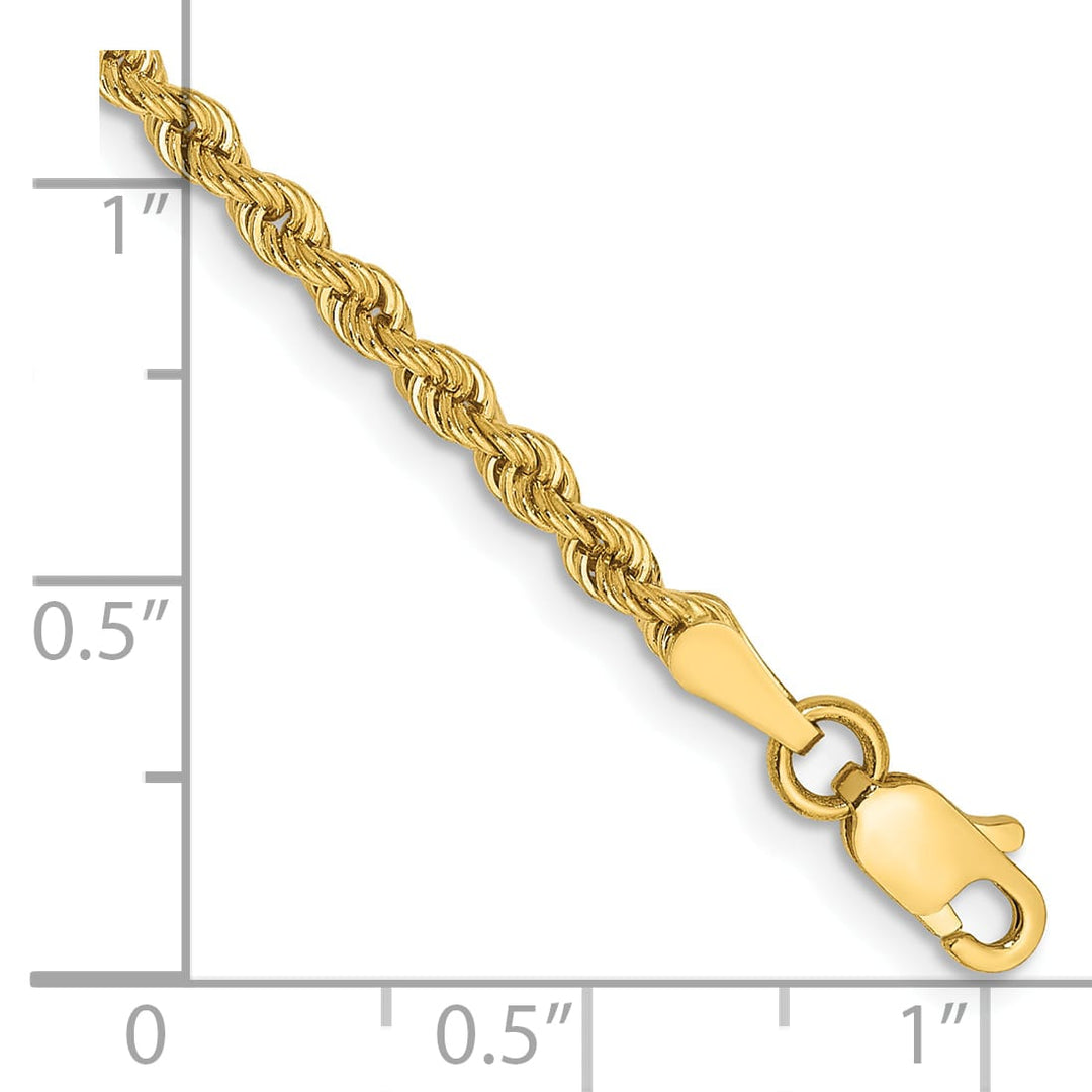 10K Yellow Gold 2.5mm Regular Rope Chain Bracelet