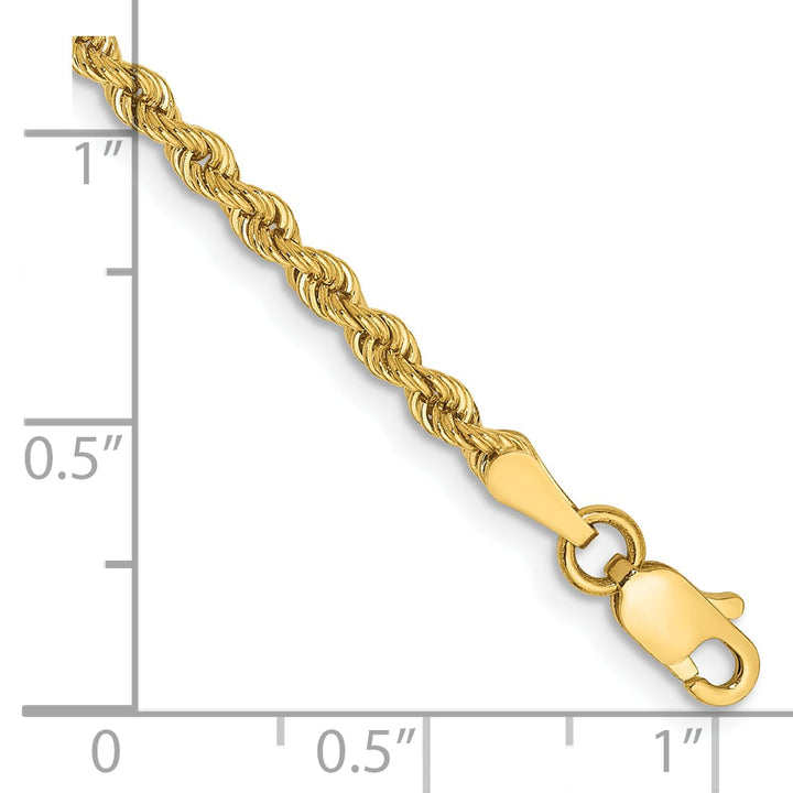 10K Yellow Gold 2.5mm Regular Rope Chain Bracelet