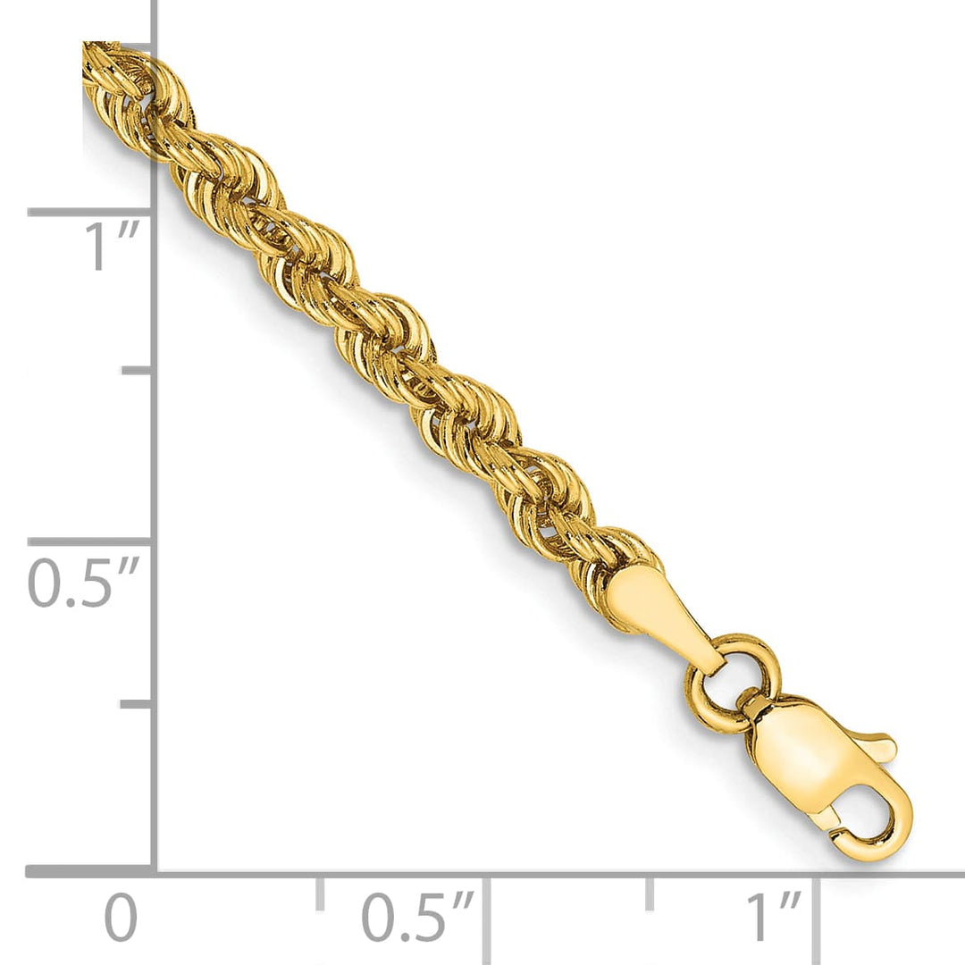 10K Yellow Gold 3mm Regular Rope Chain Bracelet