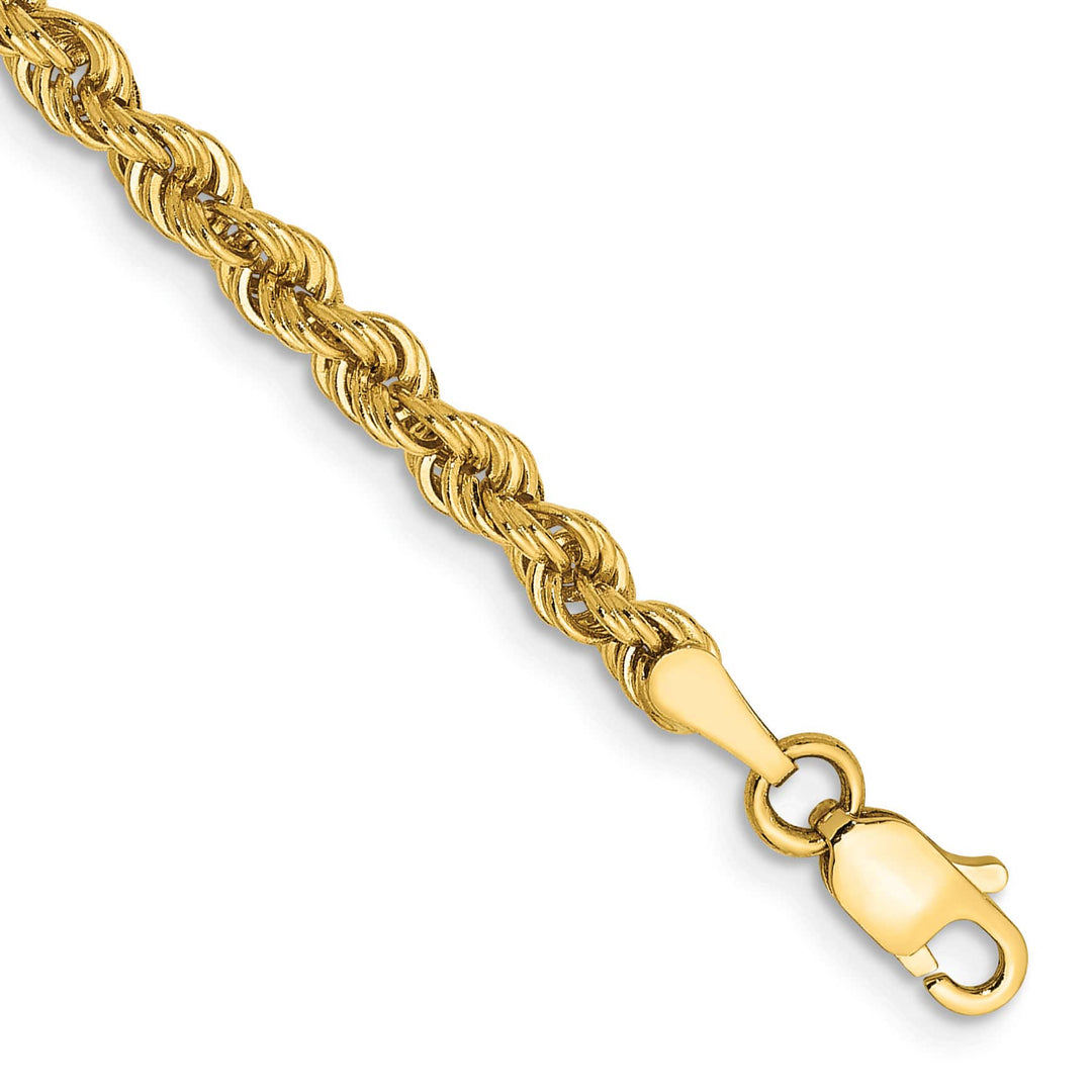 10K Yellow Gold 3mm Regular Rope Chain Anklet
