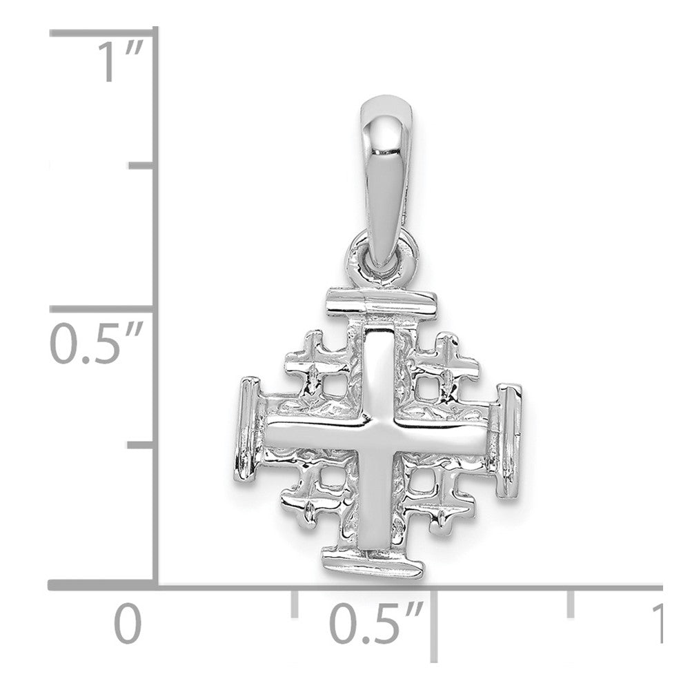 Lovely Rita's Pendants & Charms 10K White Gold Solid Polished Medium Jerusalem Cross Charm