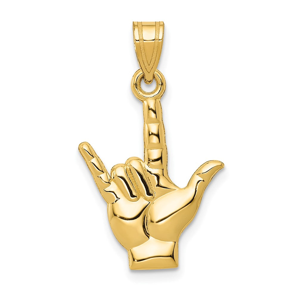 Lovely Rita's Pendants & Charms 10K Yellow Gold Polished Medium I Love You Hand / Sign Language Charm