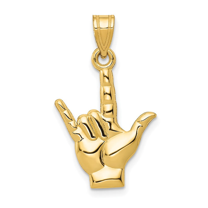 Lovely Rita's Pendants & Charms 10K Yellow Gold Polished Medium I Love You Hand / Sign Language Charm