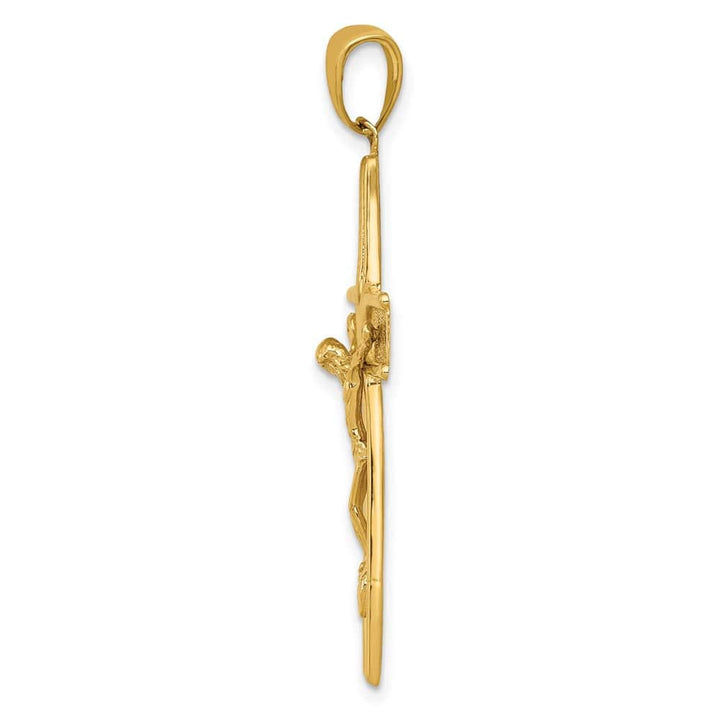 Lovely Rita's Pendants & Charms 10K Yellow Gold Satin Extra Large Finish Latin Crucifix Pendant