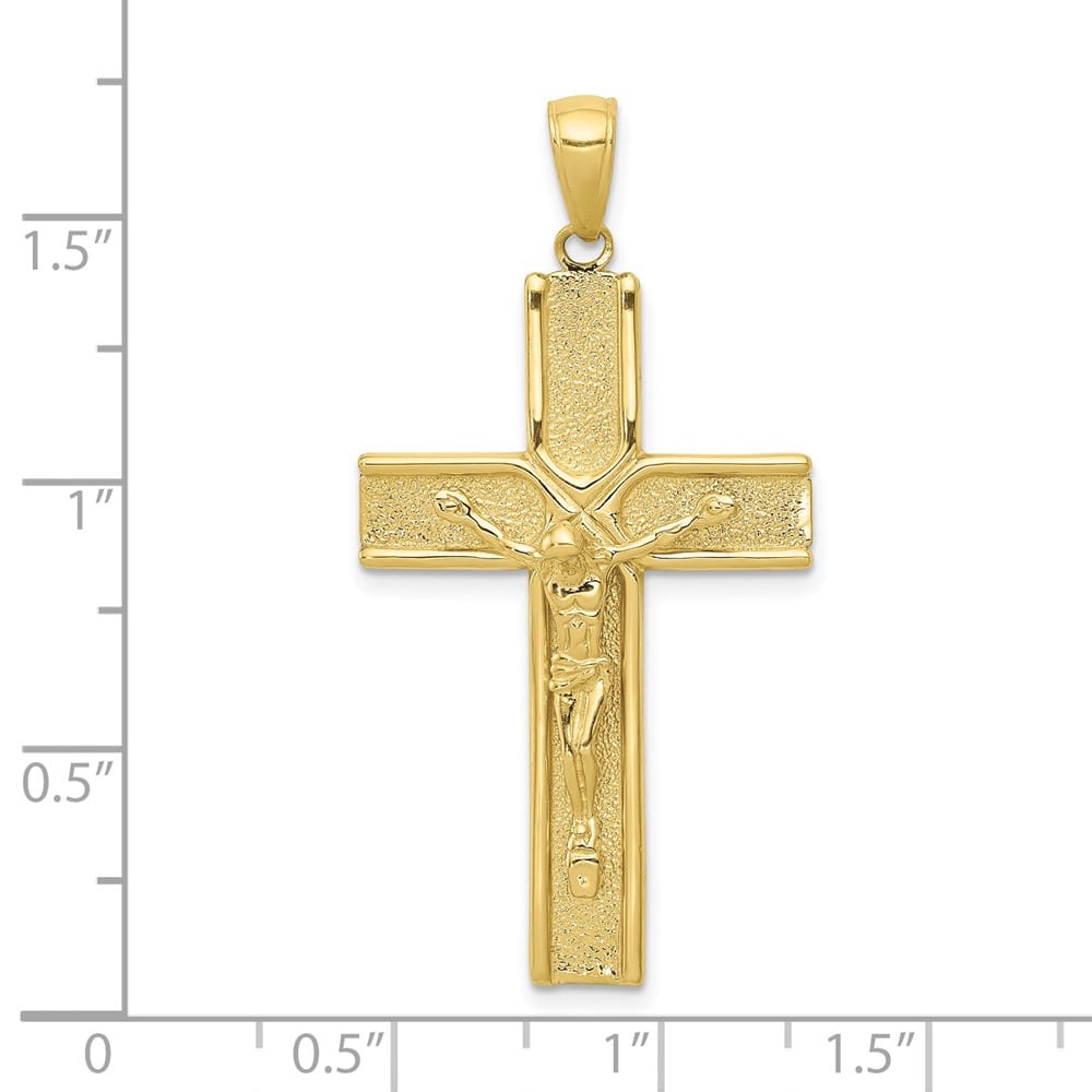 Lovely Rita's Pendants & Charms 10K Yellow Gold Satin Extra Large Finish Latin Crucifix Pendant