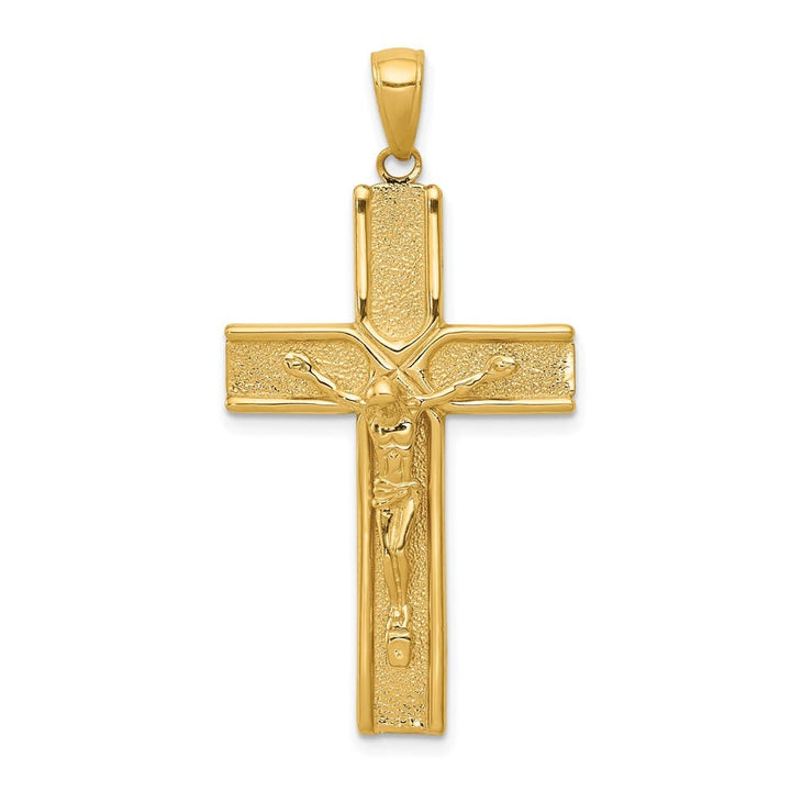 Lovely Rita's Pendants & Charms 10K Yellow Gold Satin Extra Large Finish Latin Crucifix Pendant