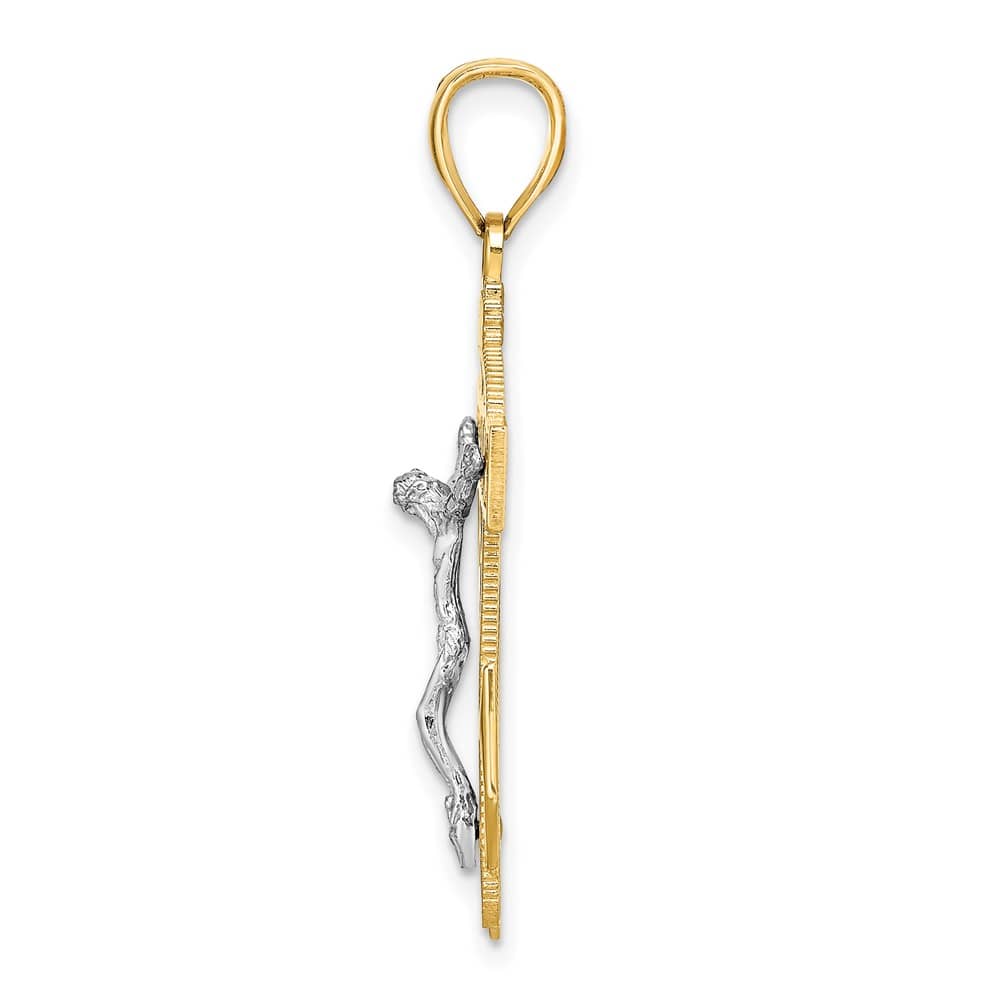 Lovely Rita's Pendants & Charms 10K Two-Tone Gold Solid Polished Large Mariner's Crucifix Pendant