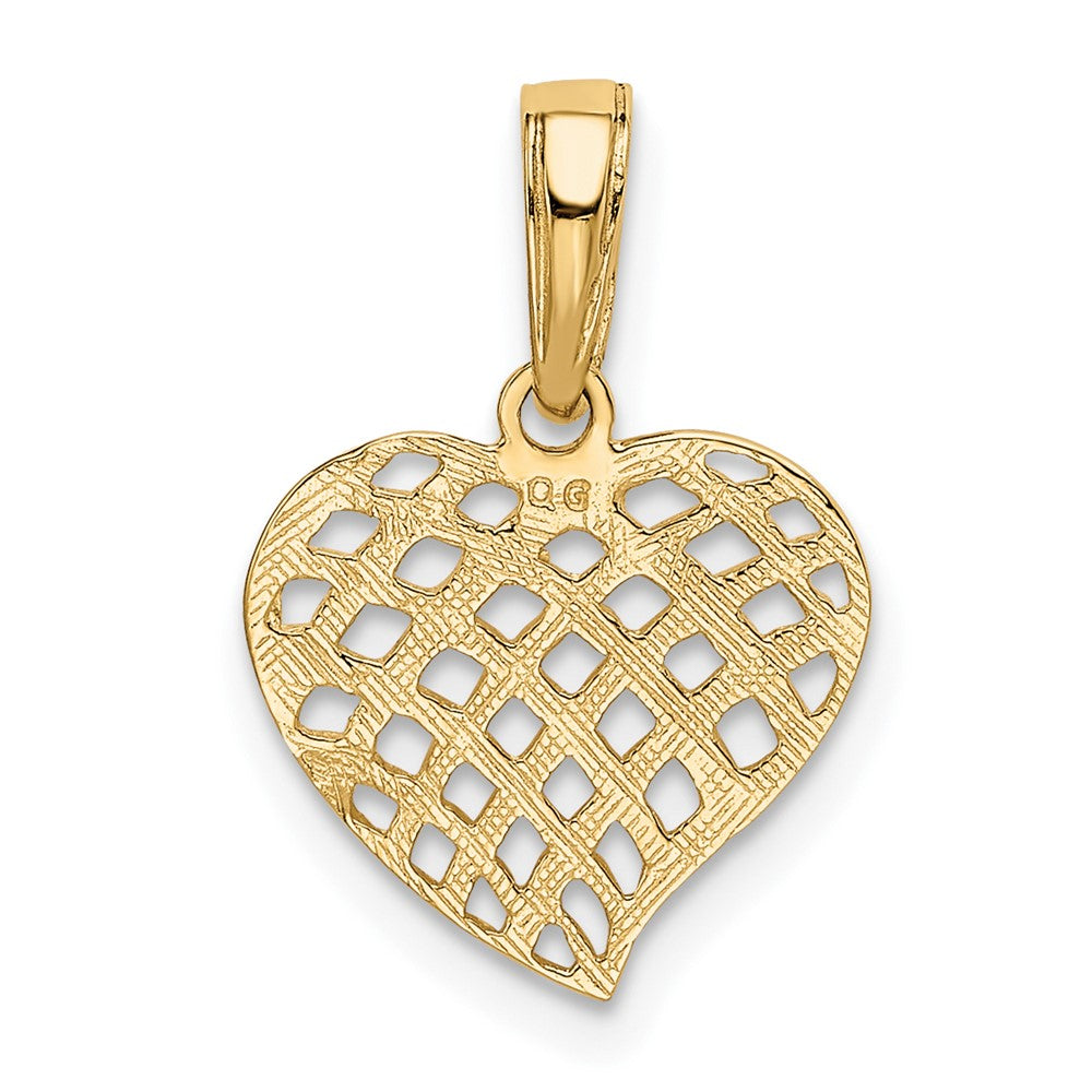 Lovely Rita's Pendants & Charms 10K Yellow Gold Polished Medium Basket Weave Pattern Heart Pendant