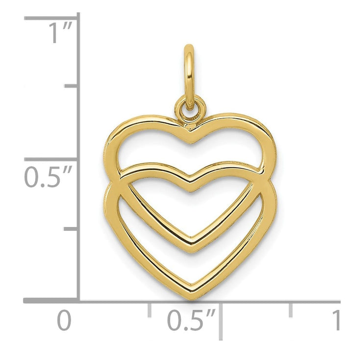Lovely Rita's Pendants & Charms 10K Yellow Gold Solid Polished Medium Double Heart Pendant