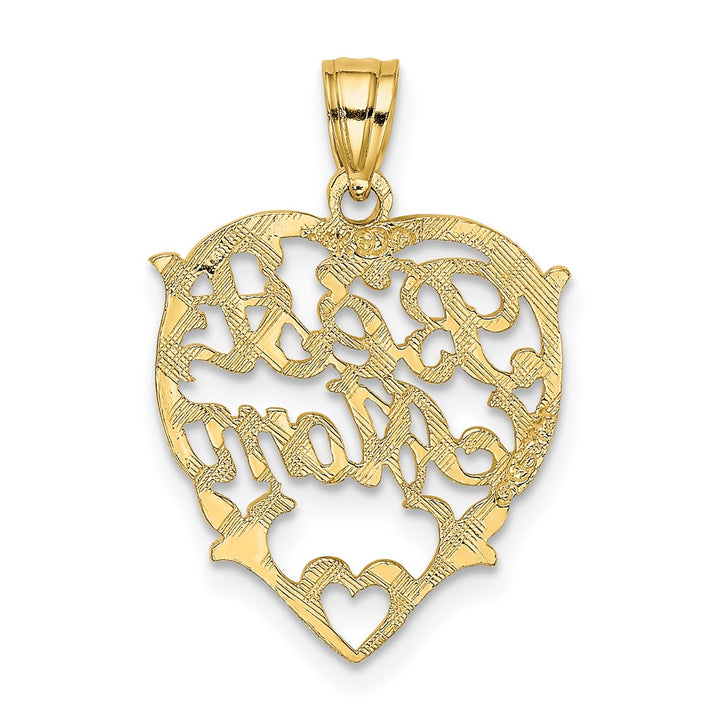 Lovely Rita's Pendants & Charms 10K Yellow Gold Solid Polished Medium Best MOM in Heart Charm