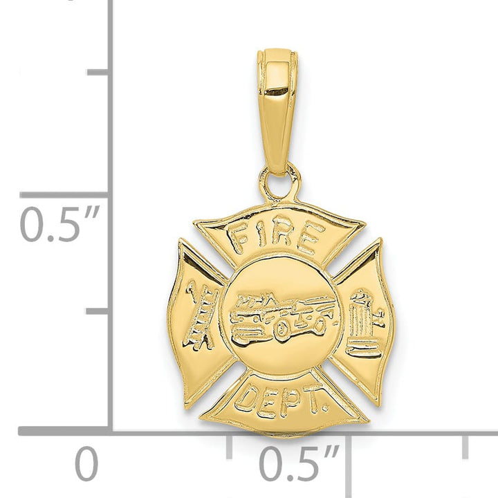 10K Yellow Gold Fire Dept. Medal Pendant