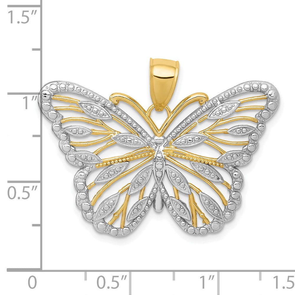 Lovely Rita's Pendants & Charms 10K Yellow Gold Solid Polished Extra Large Butterfly Pendant