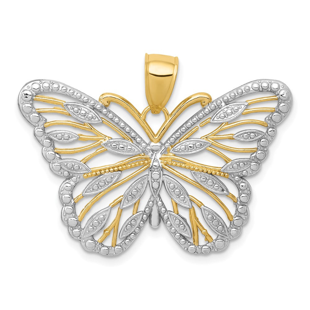 Lovely Rita's Pendants & Charms 10K Yellow Gold Solid Polished Extra Large Butterfly Pendant