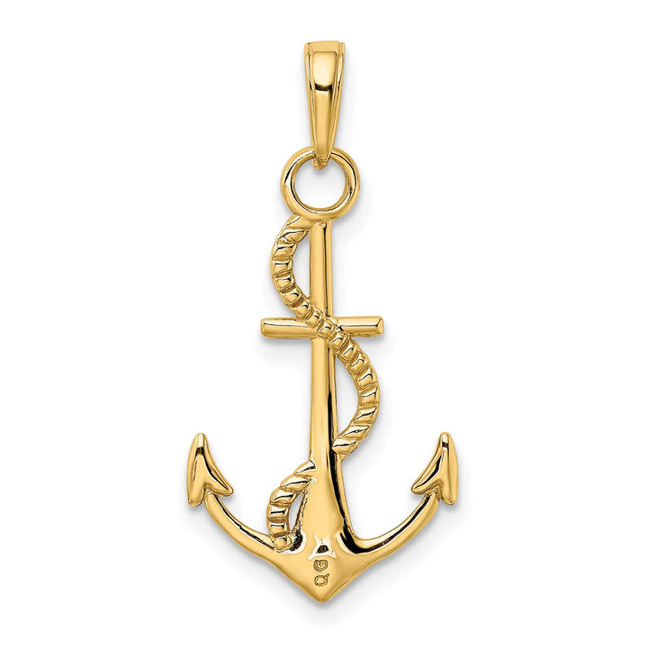 10K Yellow Gold Anchor with Rope Pendant