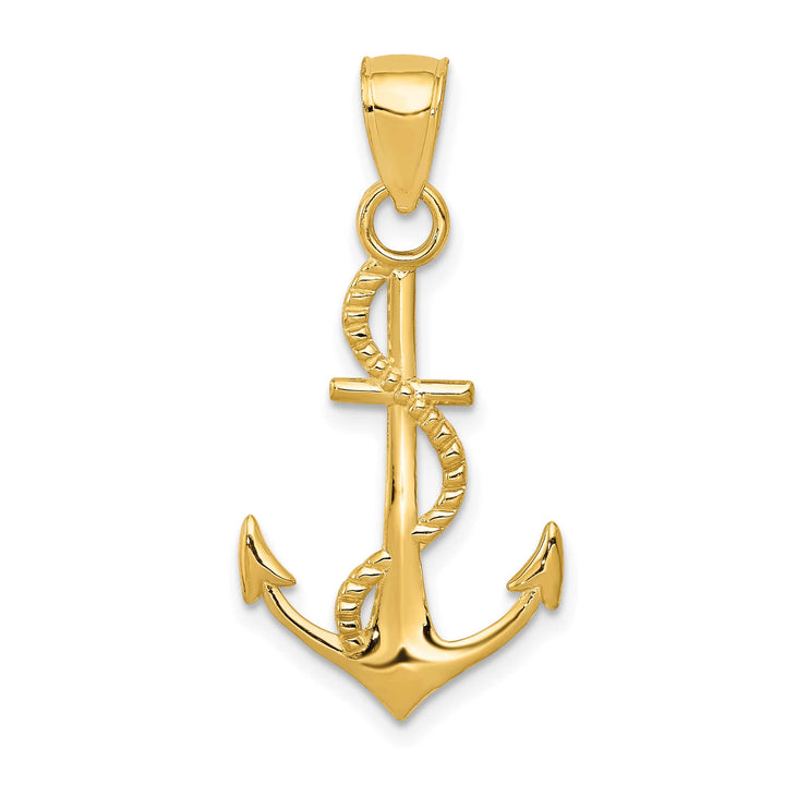 10K Yellow Gold Anchor with Rope Pendant