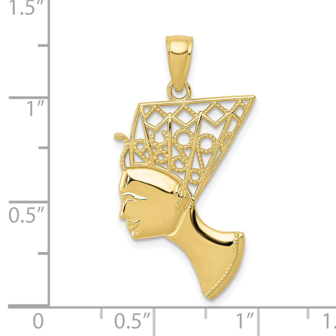 10K Yellow Gold Nefertiti with Filigree Crown Pendant