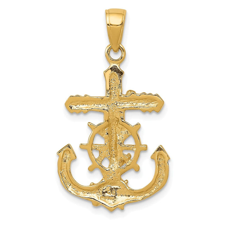 Lovely Rita's Pendants & Charms 10K Yellow Gold Textured Large 2-d Crucifix Rope and Wheel Pendant