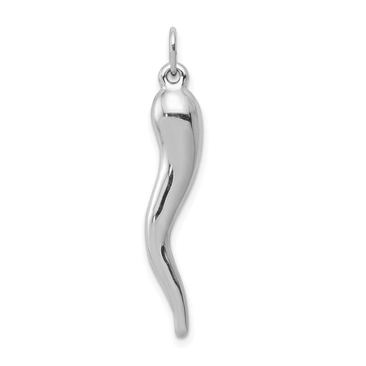 10K White Gold Solid Polished 3-D Large Italian Horn Charm