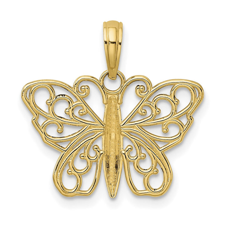 Lovely Rita's Pendants & Charms 10K Yellow Gold Polished Medium Filigree Butterfly Charm