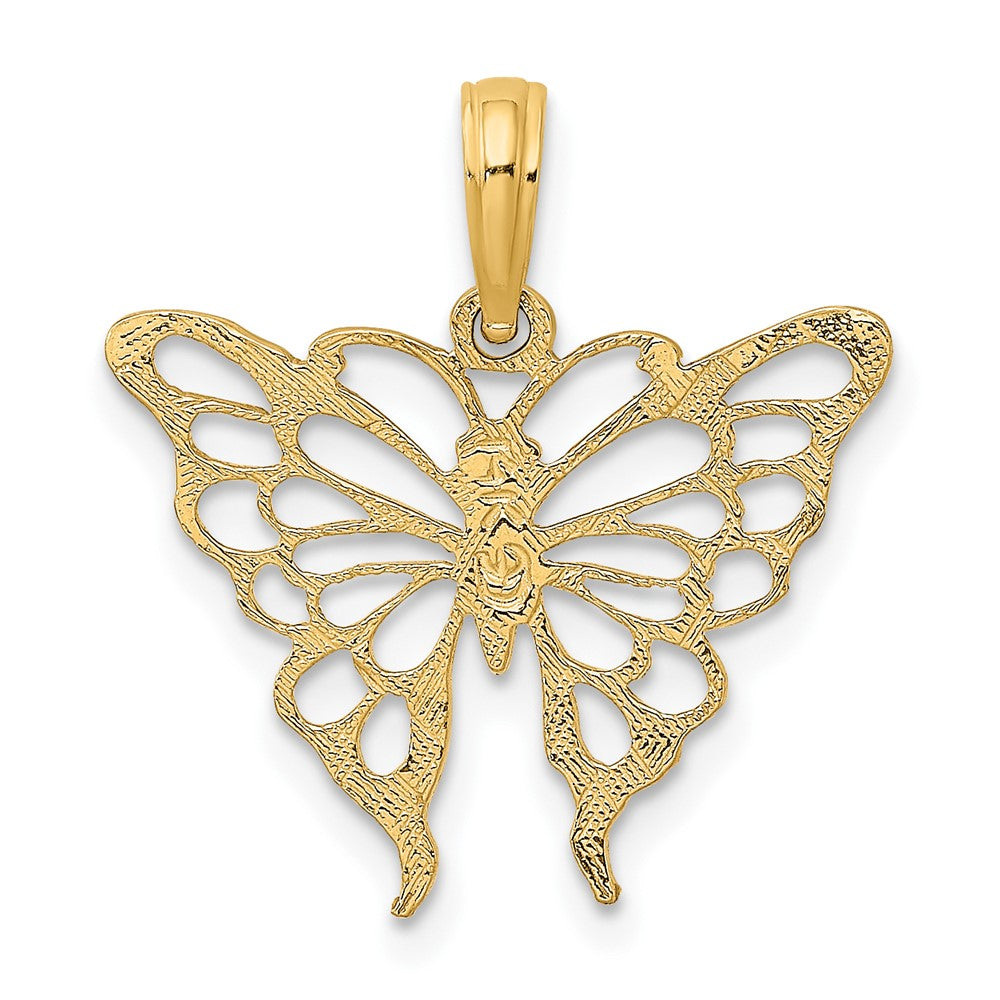 Lovely Rita's Pendants & Charms 10K Yellow Gold Solid Polished Cut-out Medium Butterfly Charm