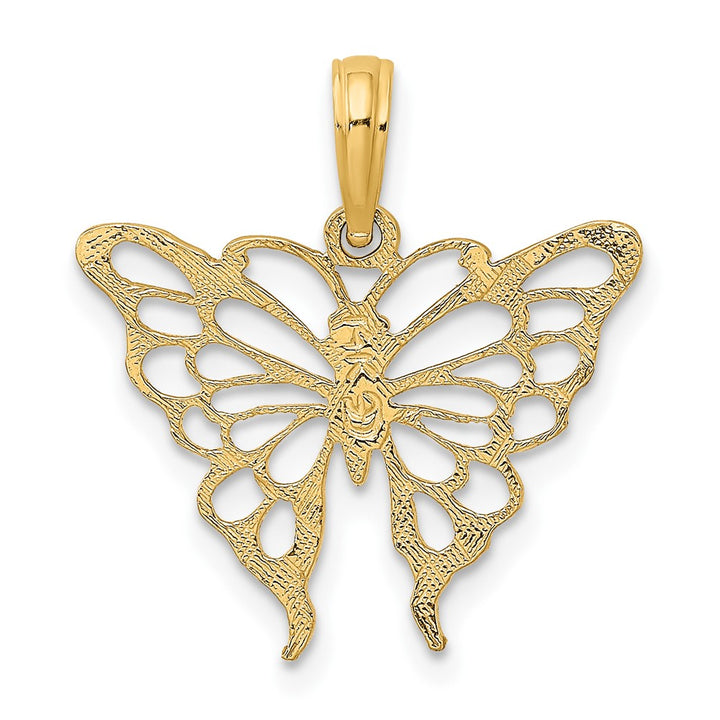 Lovely Rita's Pendants & Charms 10K Yellow Gold Solid Polished Cut-out Medium Butterfly Charm