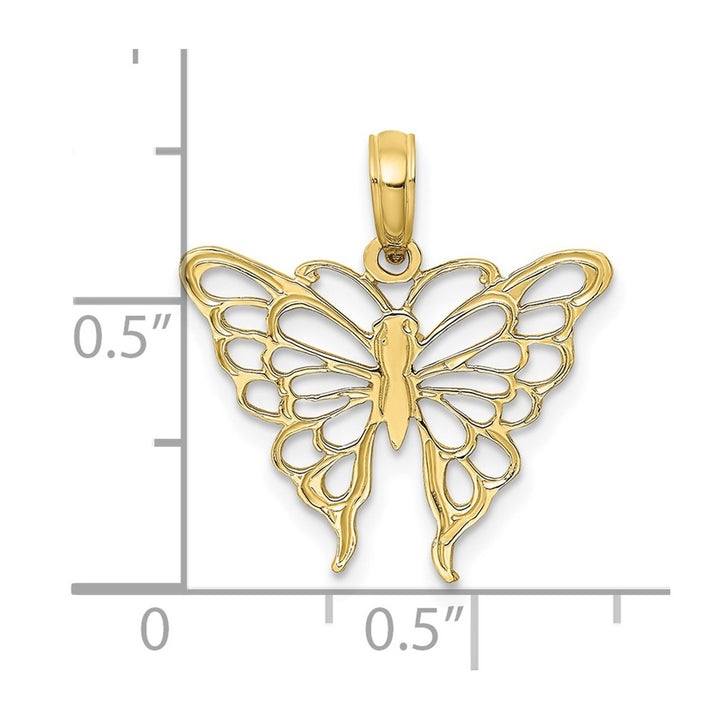 Lovely Rita's Pendants & Charms 10K Yellow Gold Solid Polished Cut-out Medium Butterfly Charm