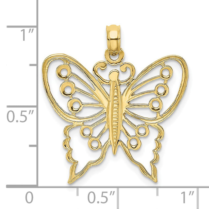 Lovely Rita's Pendants & Charms 10K Yellow Gold Solid Polished Cut-Out Medium Butterfly Charm