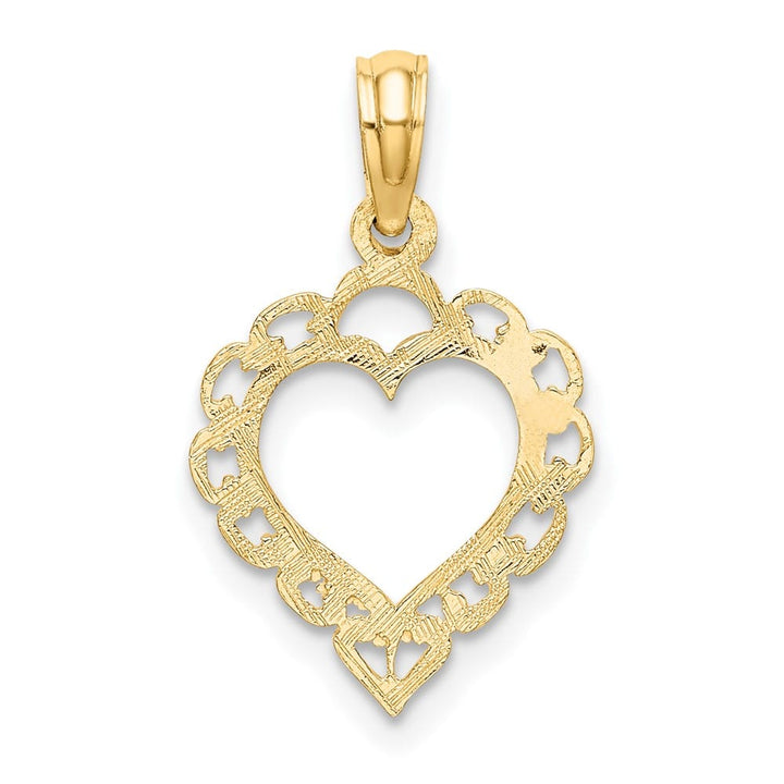 Lovely Rita's Pendants & Charms 10K Yellow Gold Polished Small Heart with Lacey Trim Charm
