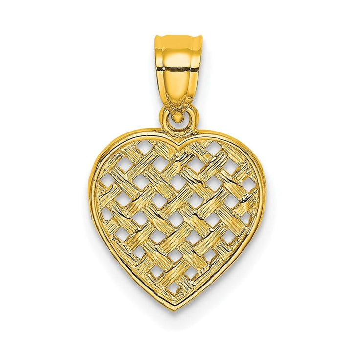 Lovely Rita's Pendants & Charms 10K Yellow Gold Solid Cut-Out Textured Medium Woven Heart Charm