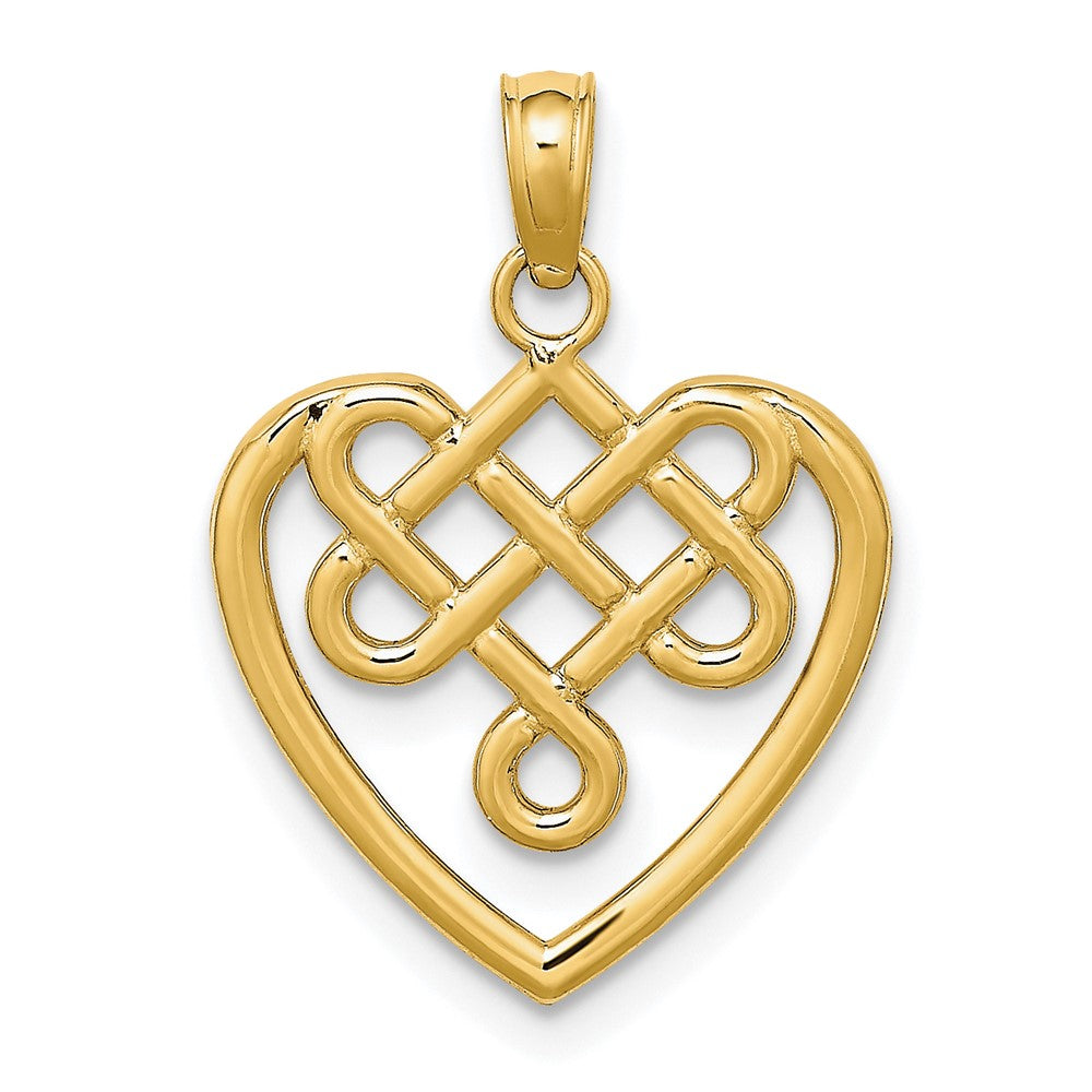 Lovely Rita's Pendants & Charms 10K Yellow Gold Solid Polished Medium Celtic Knot Heart Charm