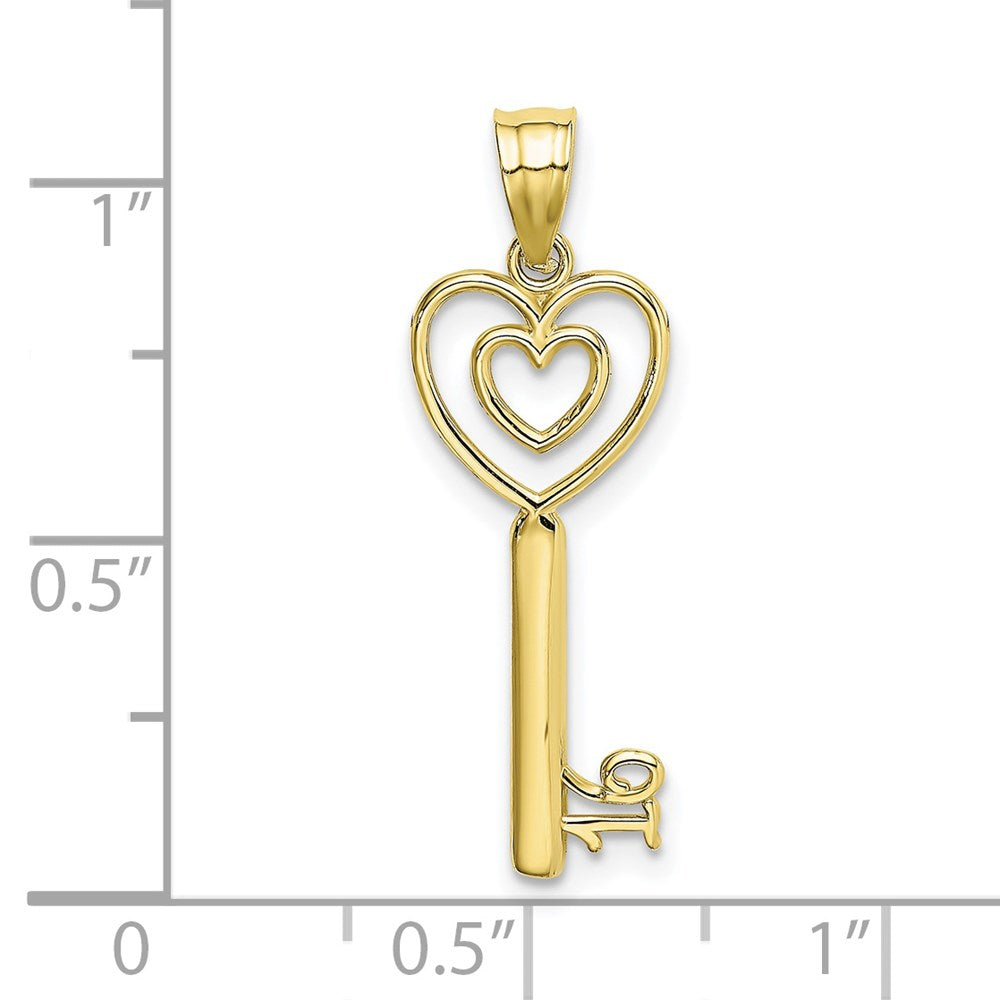Lovely Rita's Pendants & Charms 10K Yellow Gold Polished Large Key with Heart Sweet 16 Charm