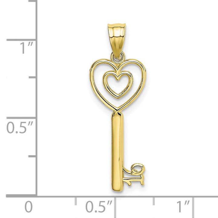 Lovely Rita's Pendants & Charms 10K Yellow Gold Polished Large Key with Heart Sweet 16 Charm