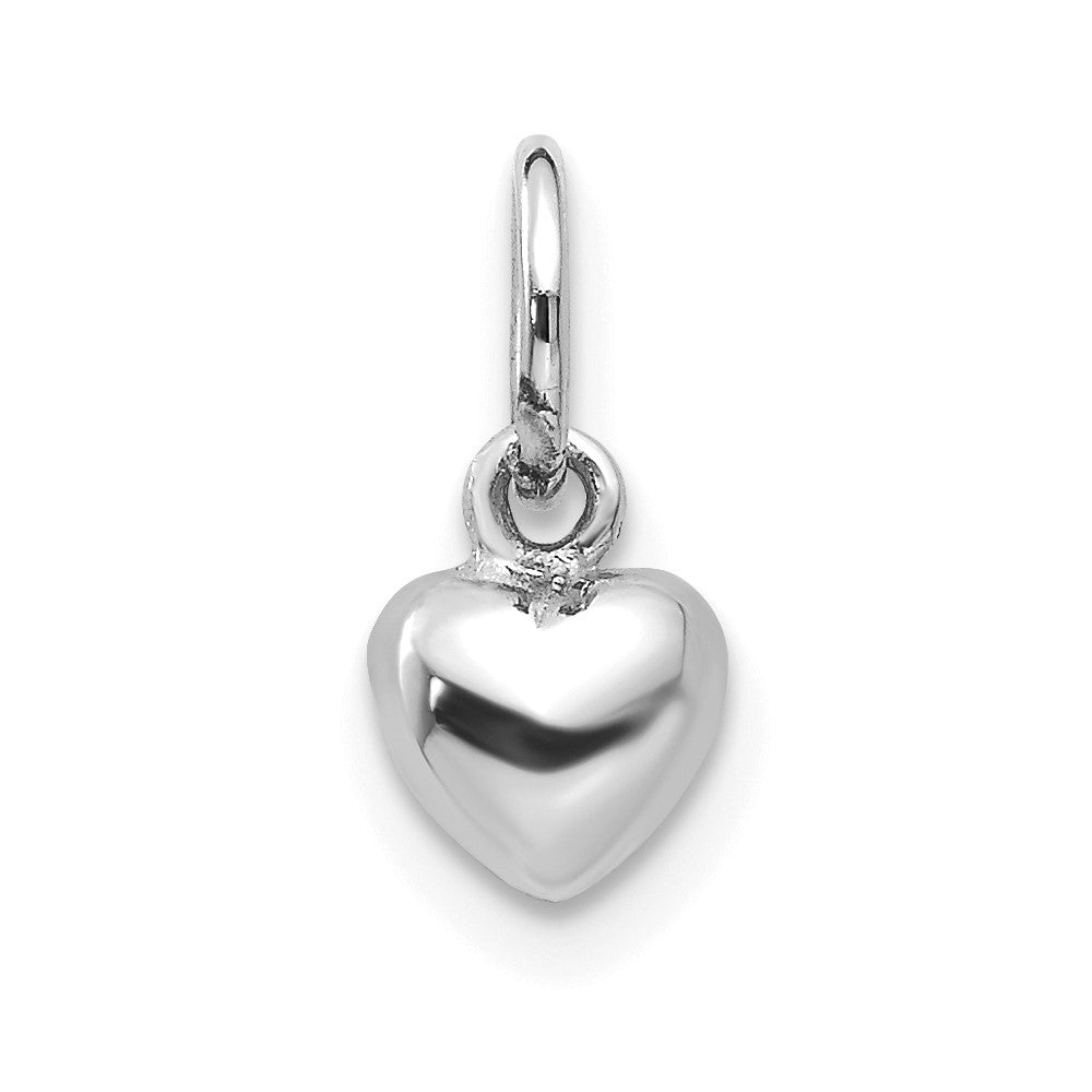 Lovely Rita's Pendants & Charms 10K White Gold Solid Polished Small Plain Puffed Heart Charm