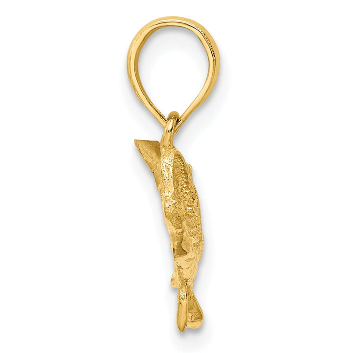 10K Yellow Gold 2-D Bass Fish with Tail Up Charm