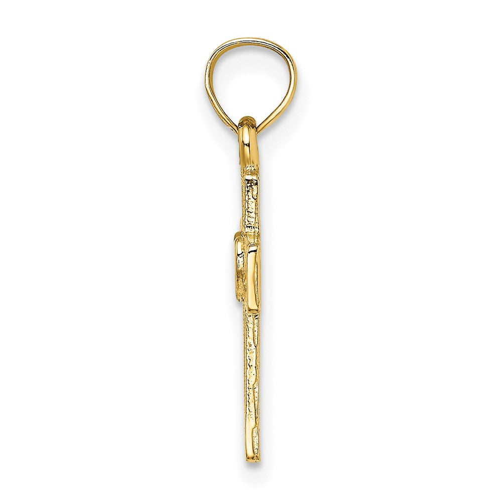 Lovely Rita's Pendants & Charms 10K Yellow Gold Polished Small Cut-Out Latin Cross Center Heart Charm