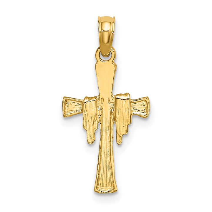 Lovely Rita's Pendants & Charms 10K Yellow Gold Solid Polished Medium Cross with Drape Charm